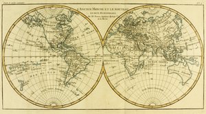 Carte du Monde en deux Hémisphères, de 