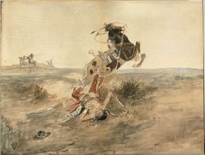 Guerrier indien tombé, vers 1886 (aquarelle et mine de plomb sur papier vélin crème)