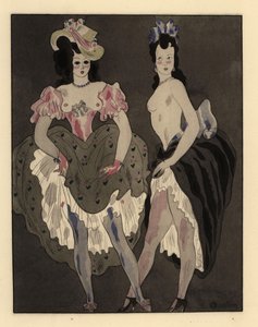 Deux prostituées à moitié nues vêtues de jupons et de bonnets - Charles Martin