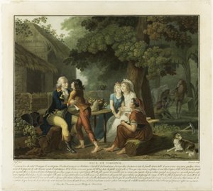 The Arrival of Monsieur de la Bourdonnais, plate 3 from Paul et Virginie - Charles Melchior Descourtis