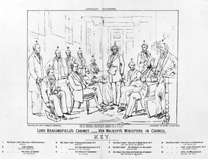 Le cabinet de Lord Beaconsfield 1874 - Les ministres de Sa Majesté en conseil, gravure par Henry Lemon, 1880