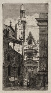 Eaux-fortes de Paris : Église Saint-Étienne-du-Mont - Charles Meryon