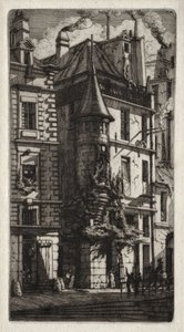 Eaux-fortes de Paris : Maison avec une tourelle, rue des Tisserands, 1852 - Charles Meryon
