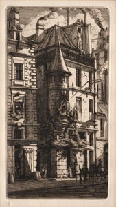 Eaux-fortes de Paris : Maison avec une tourelle, rue des Tisserands, 1852