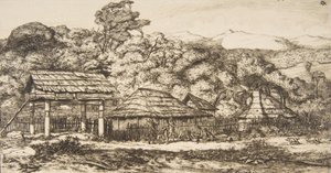 Granges et Huttes Indigènes à Akaroa, Péninsule de Banks, 1845, 1860 - Charles Meryon