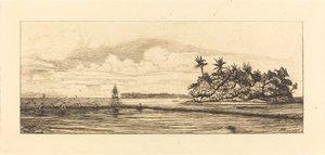 Océanie, îlots à Uvea (Wallis); Pêche aux palmes, 1845 - Charles Meryon