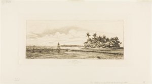 Océanie : Pêche, près des îles avec des palmiers dans le groupe Uea ou Wallis, 1845