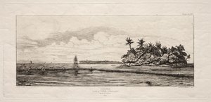 Océanie : Pêche près des îles avec des palmiers dans le groupe Uea ou Wallis, 1845