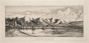 Pêche à la senne au large de Charcoal Burners Point, Akaroa, Péninsule de Banks, 1845