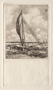 Proa à voile rapide, archipel de Mulgrave, Océanie, 1866 - Charles Meryon