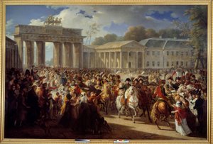 Entrée de Napoléon Ier à Berlin, menant sa garde à travers la porte de Brandebourg (1806)