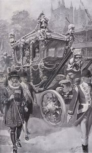 Le roi Édouard VII et la reine Alexandra dans le carrosse d