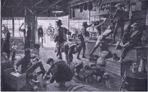 Les Boers pillant un magasin dans la propriété de Grange River, illustration de Après Pretoria : La Guerre de guérilla - Charles Mills Sheldon