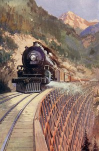 Train traversant un canyon en Amérique du Nord