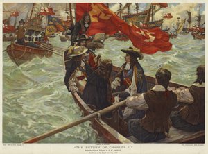 Le retour de Charles II (lithographie couleur)