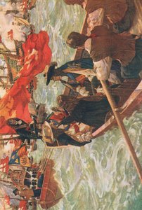 Arrivée de Charles II, illustration tirée de The History of the British People publié par Waverley, vers 1940 (lithographie en couleur)