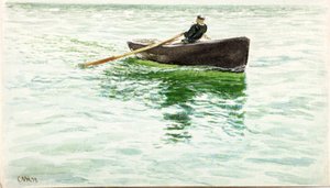 Homme ramant une barque - Charles Napier Hemy