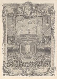 Décoration de la salle de spectacle construite à Versailles pour la représentation