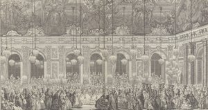 Décoration pour un bal masqué à Versailles, vers 1860 réimpression de la planche de 1764 - Charles Nicolas Cochin