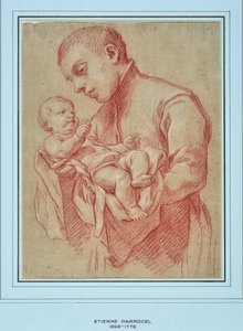 Jeune religieux tenant un enfant