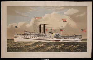 Vapeur à aubes américain City of Worcester Norwich Line pour Boston via New London et Norwich - Charles Parsons
