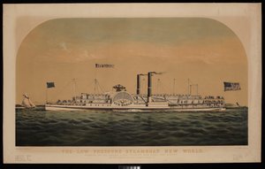 Le bateau à vapeur basse pression New World. Naviguant sur le fleuve Hudson, entre New York et Albany - Charles Parsons