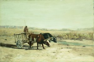 Un chariot à bœufs au Nouveau-Mexique