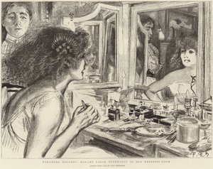 Madame Sarah Bernhardt dans sa loge (lithographie) - Charles Paul (after) Renouard