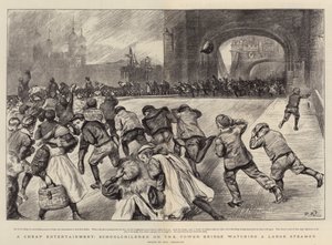 Un divertissement bon marché, des écoliers sur le Tower Bridge regardant un grand vapeur - Charles Paul Renouard
