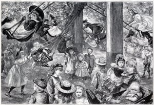 Un gymnase pour enfants en plein air à Battersea Park, Londres - 1898 - dessiné sur le vif par Paul Renouard