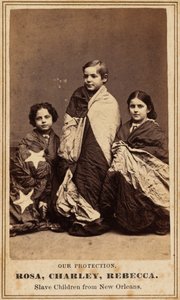 Notre protection. Rosa, Charley, Rebecca. Enfants esclaves de la Nouvelle-Orléans, 1864 (photo) - Charles Paxson