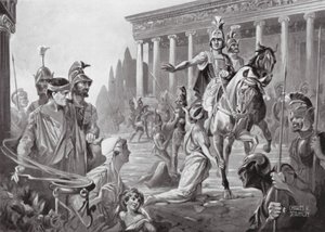 Alexandre lors du sac de Thèbes, 335 av. J.-C. (lithographie) - Charles Rebel Stanton