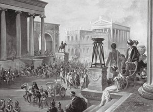 Les chefs achéens portés à Rome, 167 av. J.-C. (lithographie) - Charles Rebel Stanton