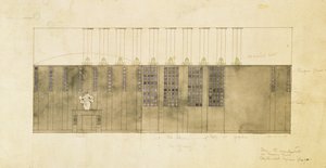Design pour un mur, une table et des portes, 1905