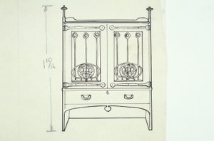 Dessin au trait de mobilier (une coiffeuse), c.1910