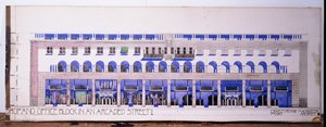 Dessins architecturaux inédits pour un magasin et une rue avec arcades, c.1915 - Charles Rennie Mackintosh