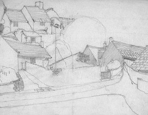 Croquis de village anglais, vers 1920 - Charles Rennie Mackintosh