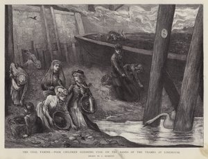 Enfants pauvres ramassant des morceaux de charbon sur les rives de la Tamise à Limehouse, Londres - Charles Ricketts