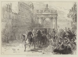 Entrée du roi Alphonse XII à Madrid, procession dans la Calle de Alcalá - Sir John Charles Robinson