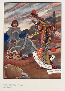 "Debout paresseuse !" dit la Reine. Alice et la reine rouge de cœur.