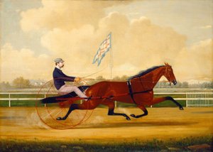 Budd Doble conduisant Goldsmith Maid au Belmont Driving Park, 1876