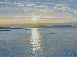 Coucher de soleil sur la mer, 2013 (huile sur toile) - Charles Simpson