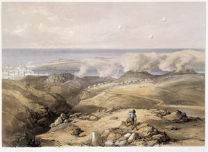 Batteries russes à Sébastopol par CH. Hardinge. Litho par Vincent Brooks, Londres 1855 Henry Graves. - Charles Stewart Hardinge