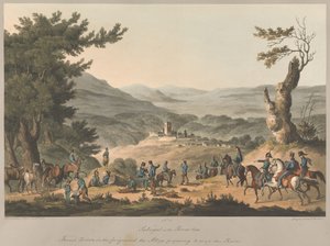 N° 5  Sabugal, sur la rivière Coa. Des sentinelles françaises au premier plan ; les Alliés se préparent à traverser la rivière. - Charles Turner