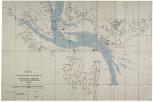 Croquis montrant les défenses et les canaux du port de Charleston, juin 1864 - Charles V. Bartelle