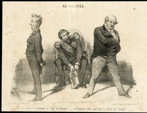 Illustration de Charles Vernier (? -1887) dans Le Charivari - Président de la République, Ministère, Fauteuil (symbole du pouvoir) - Napoléon III, Barrot Odilon (1791-1873), Ministre, Faucher Léon (1803-1854)