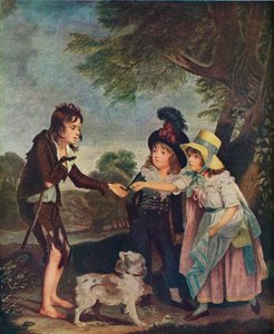 Portrait des enfants de Sir Francis Ford donnant une pièce à un garçon mendiant. Exposé en 1793, 1906 - Charles Wilkinson
