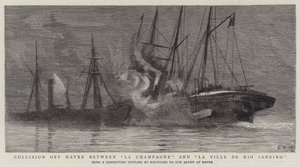 Collision au large du Havre entre La Champagne et La Ville de Rio Janeiro - Charles William Wyllie
