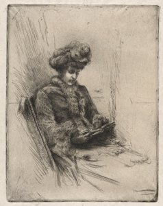Jeune femme assise, lisant