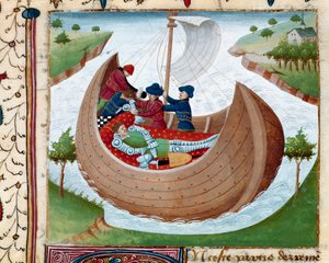 Funérailles en mer Miniature tirée du « Romanesque du Chevalier Tristan » par Maître Charles de Maine